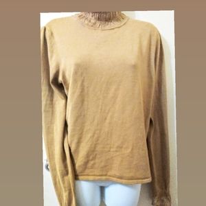 ANTHROPOLOGIE WHITE+WARREN LONGSLEEVE RUFFLED TOP